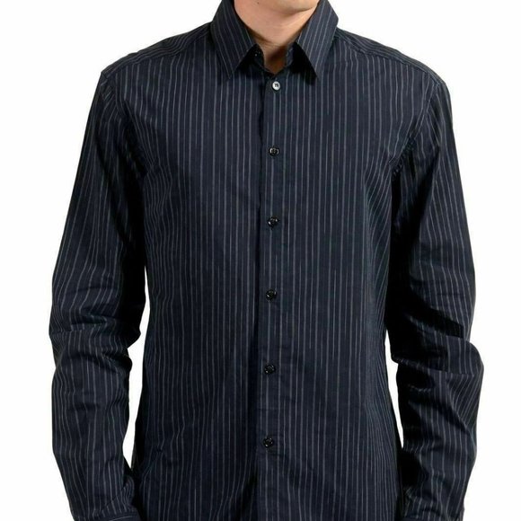 Versace Men's Striped Long Sleeve Dress Shirt Versace Men's Striped Long Sleeve Dress Shirt